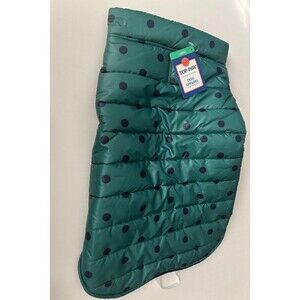 Top Paw Dog Puffer Vest/Jacket Green & Blue With  Polka Dots size L